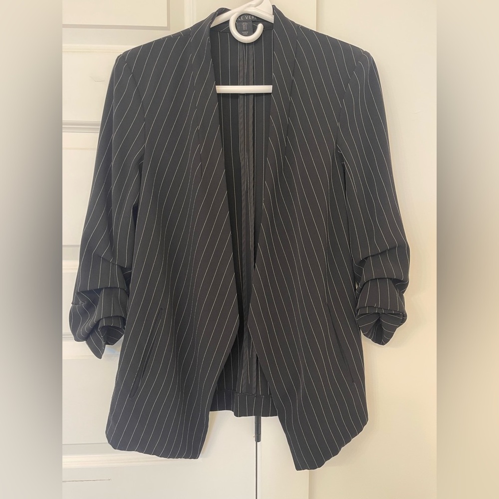 Women's Black Pinstripe Blazer (gently worn, excellent condition, lightweight)